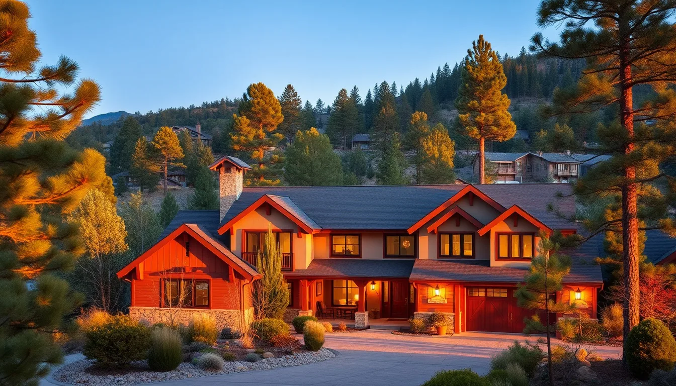 Family mountain-town home in northern Arizona surrounded by pine trees under a wide sky